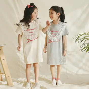 

Girl Summer Dress 2019 New Cotton Kids Dresses for Girls Lace Patchwork Leisure Children T-shirt Dress Baby Princess Dress,#5066
