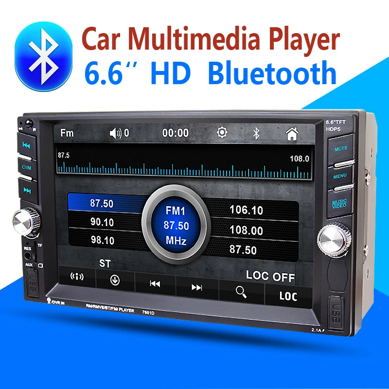 

2din Car Multimedia Player Bluetooth Stereo Radio FM MP3 MP5 Audio VideoUSB Aux Auto Electronics autoradio steering-wheel NO-DVD