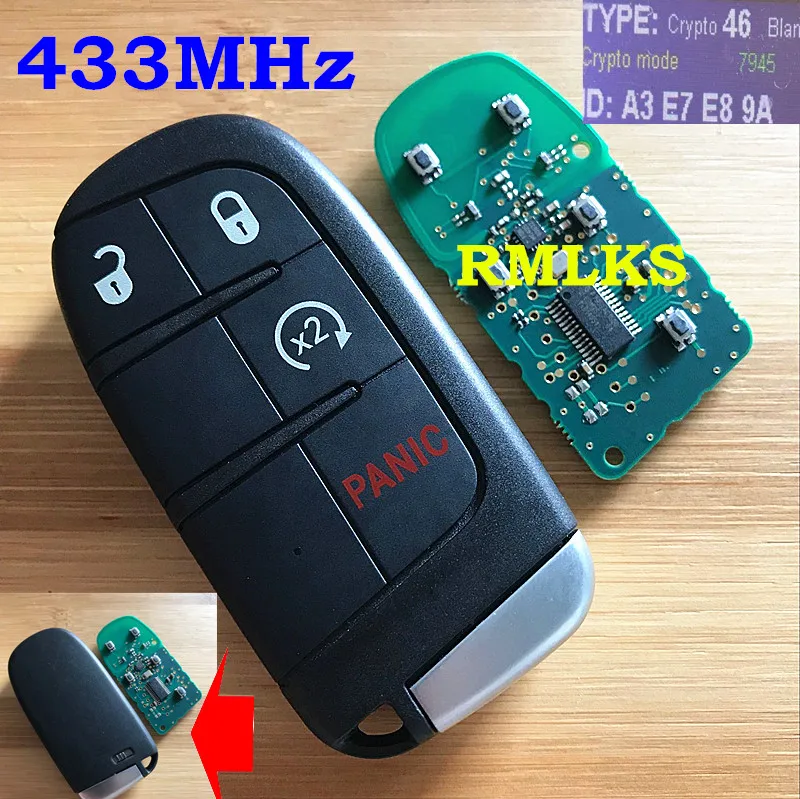 3 4 5 Buttons Smart Remote Key 433MHz Fob For Chrysler For Dodge Charger Journey Challenger Durango 300 46 Chip M3N-40821302