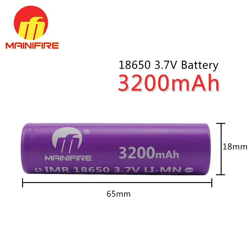 Mianifire 18650 аккумулятор 3200mah 3,7 V литий-ионная аккумуляторная батарея IMR 18650 40A высокий расход для электронной сигареты 1 шт