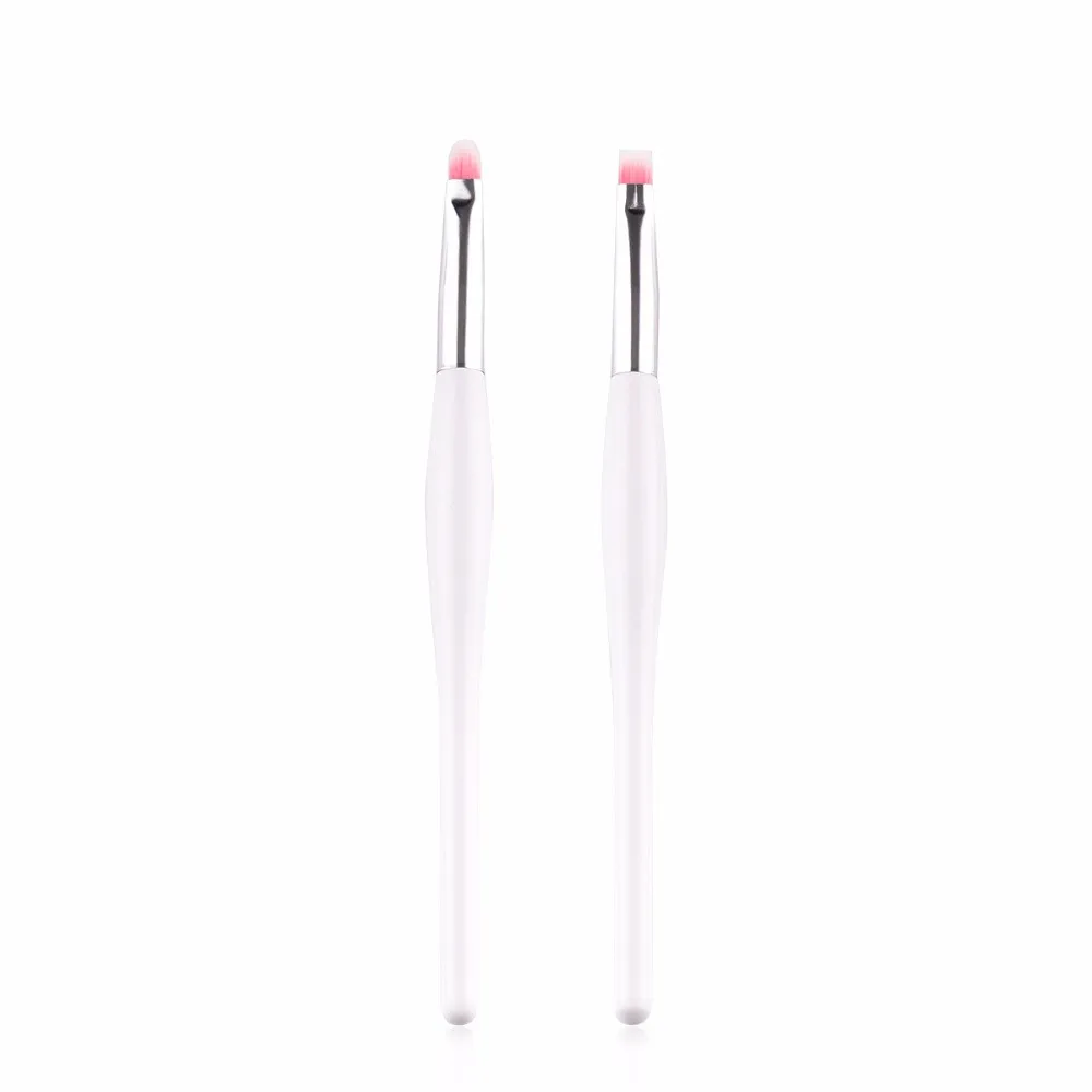 

Professonal Synthetic Hair Eyebrow Eyeshadow Lip Makeup Brush Sets 2pcs/lots White Handle Beauty Makeup Brush Kits Tools