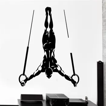 

Fashion Sport Home Wall Sticker Sport Muscle Man Gymnastic Rings Vinyl Wall Art Wallpapers For Boys Bedroom Home Decor