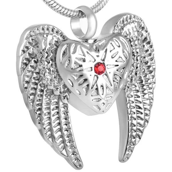 

IJD8312 Wing Heart Cremation Urn Necklace Men Charm,Vintage Design Stainless Steel Keepsake Jewelry Cremation Pendant for Ashes