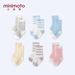 Minimoto Новые 3 пар хлопковые нескользящие носки для маленьких детей новорожденных мультфильм носки-тапочки для девочек и мальчиков милые