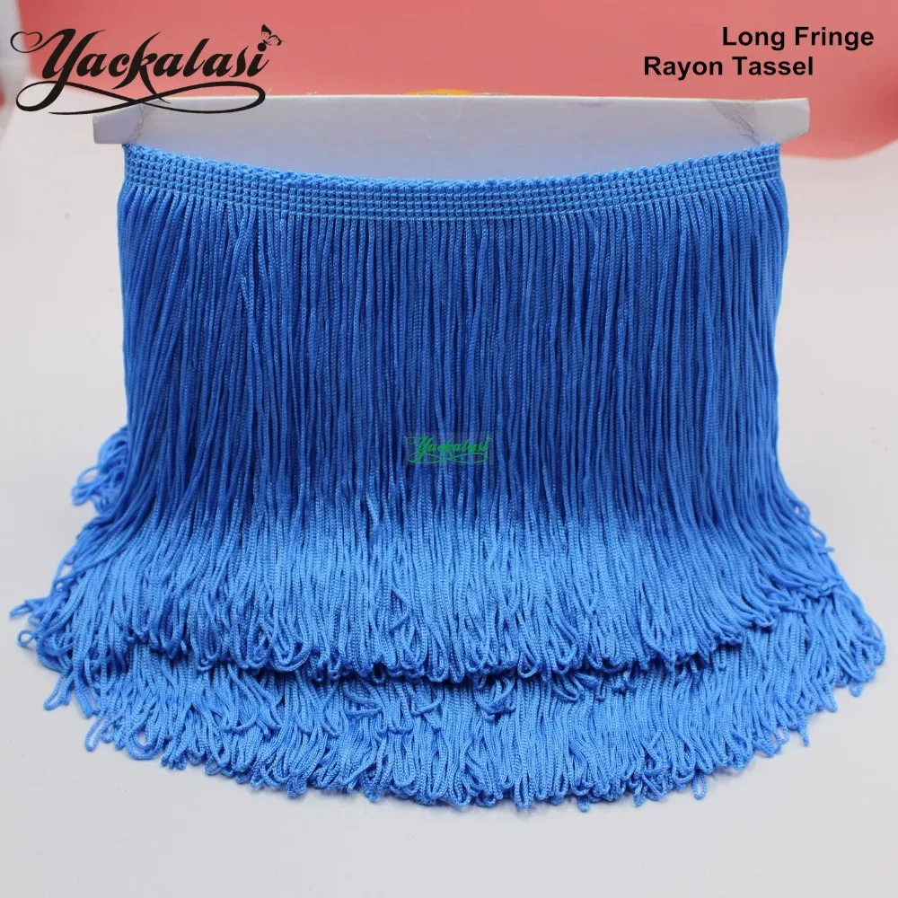

YACKALASI 10 Meters/Lot Fringe Tassel Champagne Rayon Soft Loop Bottom Latin Tail Dress Mac Trimming 9.5-10 Meter/Lot-15CM Long