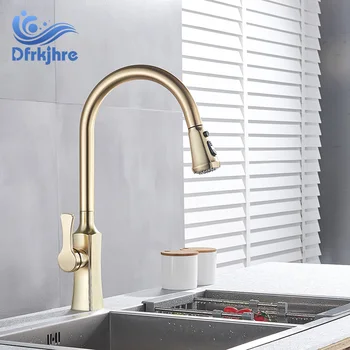 

Dfrkjhre Pull Out Golden Kitchen Faucet Sink Mixer Tap Swivel Spout Sink Faucet Stream Sprayer Kitchen Hot Cold Water tap
