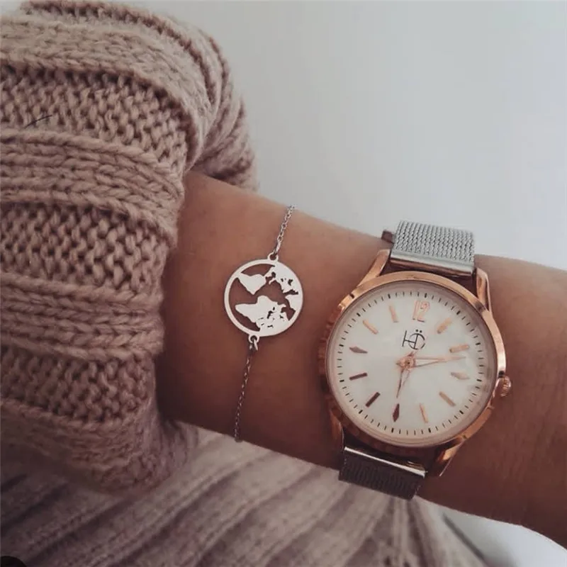 

2019 New World Map Bracelets For Women Boho Simple Adjustable Gold Vintage Bracelet Jewelry Gifts