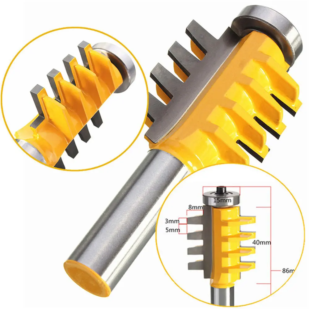 Reversible Glue Finger Joint Router Bit Woodwork Cutter Tool 1/4in Shank Tool 