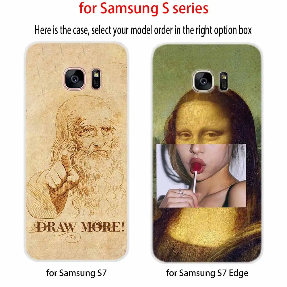 Забавный чехол с рисунком Леонардо да Винчи Моны Лизы для Samsung Galaxy S8 S9 S10 S20 S30 Plus Lite