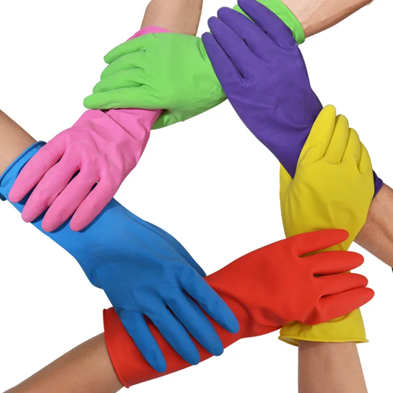 Free shipping Natural latex protecting gloves thin type size 32cm various colors selection household cleaning working