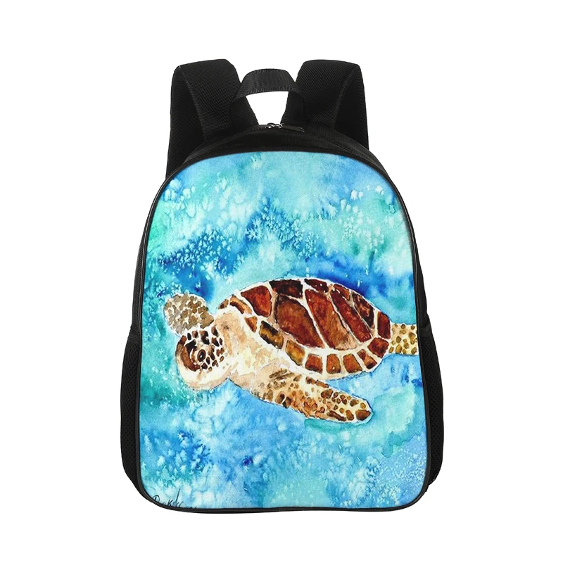 

Custom Backpack Ocean Series Pattern Print Cartoon Children Backpack Colorful Pattern Lady Men Backpack Leisure Turtle
