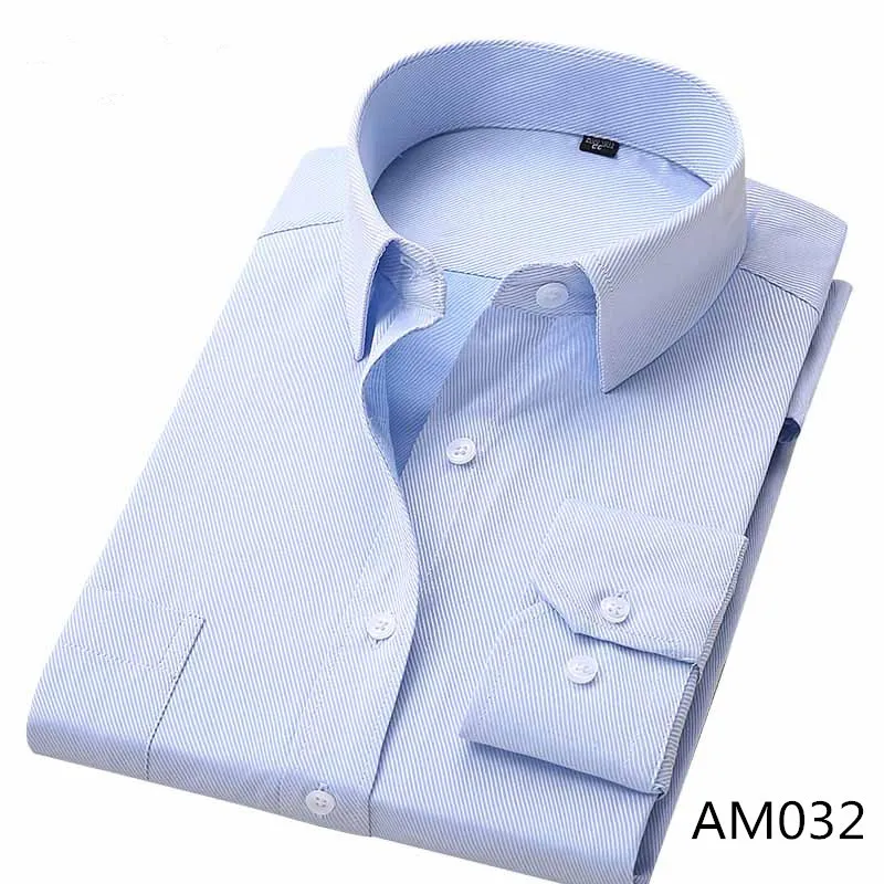 DAVYDAISY Social рубашка мужская весенняя одежда Формальные однотонные полосатые Саржевые приталенные деловые рабочие мужские рубашки брендовая одежда DS-073 - Цвет: AM032