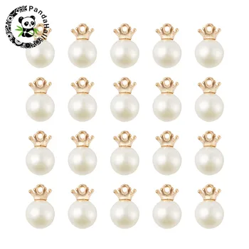 

150/180pcs Alloy Round Beads ABS Imitation Pearl Charm Pendant for Earring Bracelet Choler Necklace DIY Jewelry Making White