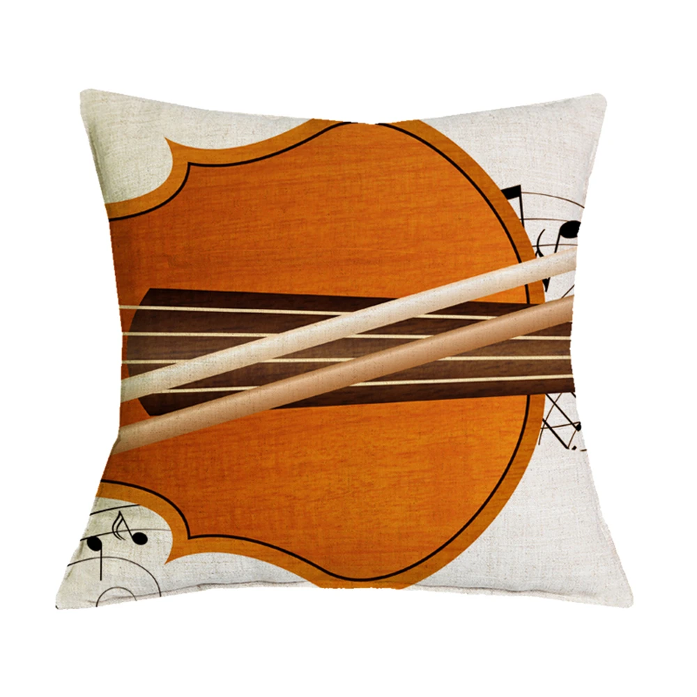 Креативные льняные наволочки Чехлы для домашнего декора гитара музыкальный инструмент чехол для подушки с принтом диванные подушки для автомобиля