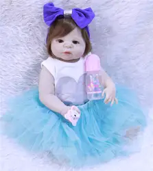 Реалистичные 23 ''силикона Reborn Baby куклы menina выглядит так действительно всего тела винила высокого качества для малышей куклы купаться