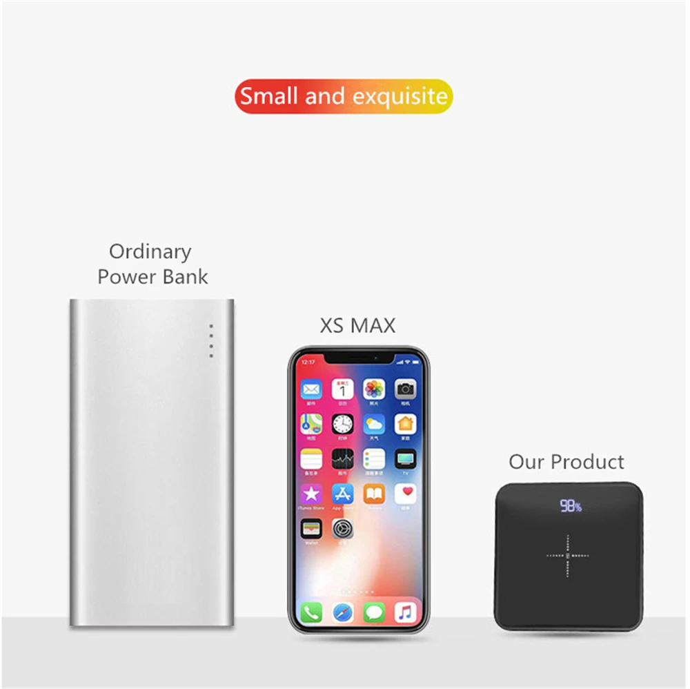 

16000mAh Dual USB Mini Powerbank UV Mirror Aluminium Alloy Portable2.1A Fast Charging for iphone 11 pro samsung s8 s9