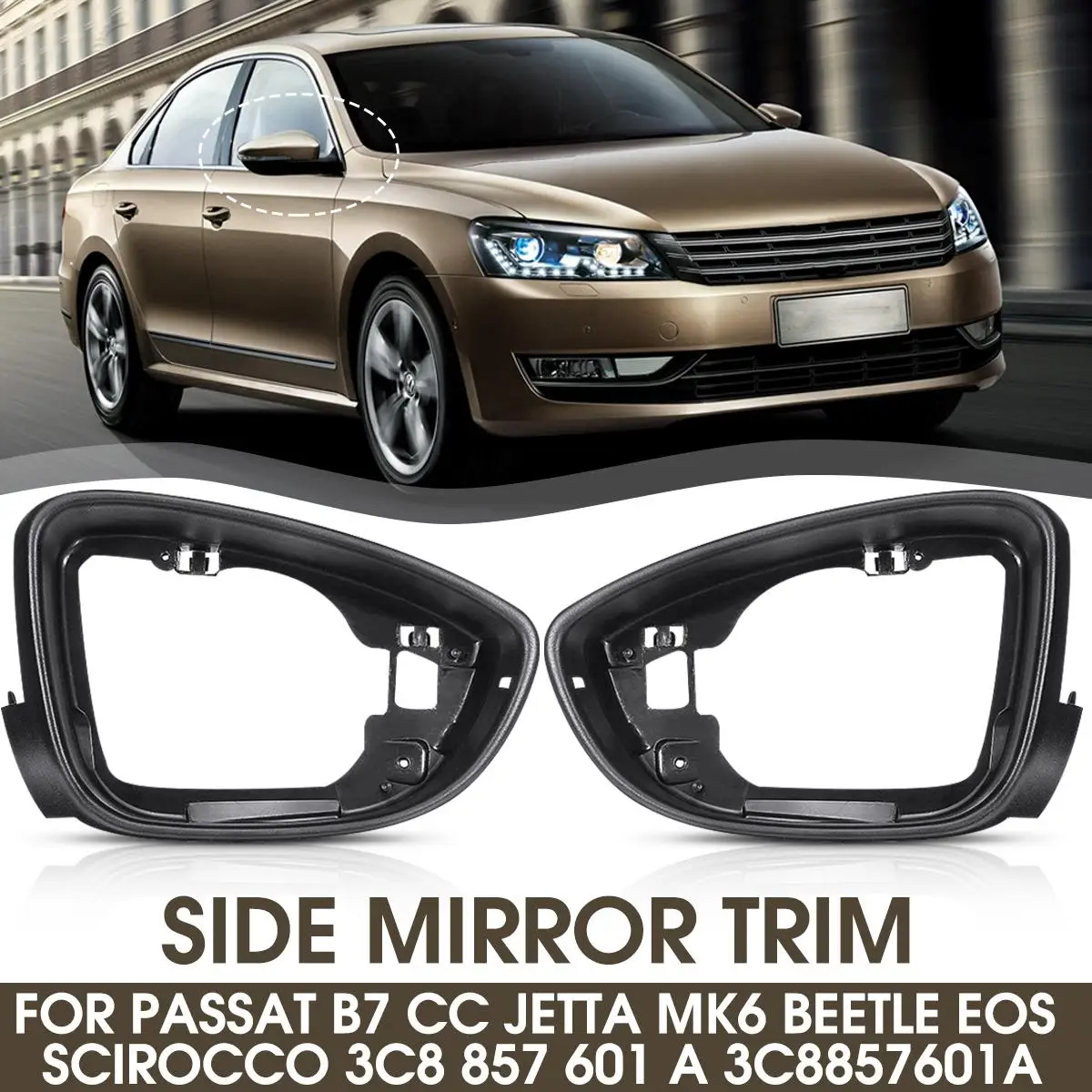 Dasing Rahmen Seiten Spiegel GEH?Use Rechts f/ür Passat B7 CC MK6 3C8857601A