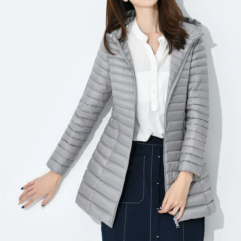 New Femmes gris Style bleu 90 De rhodo Light Femelle Hooides Capot Long Hiver bourgogne 2018 Vestes Mince Noir rouge kaki Automne Veste Parka Canard Pour Duvet 1wXREY