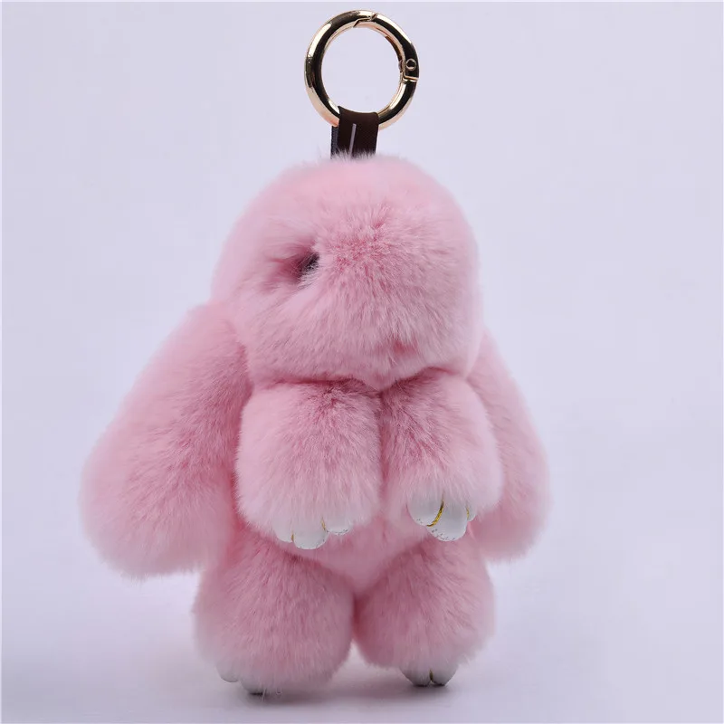 Меховой брелок для ключей с кроличьими ушками, сумка для автомобильных ключей, брелок для ключей, ювелирные изделия, превосходный очаровательный брелок для ключей с кроличьими ушками - Цвет: light pink