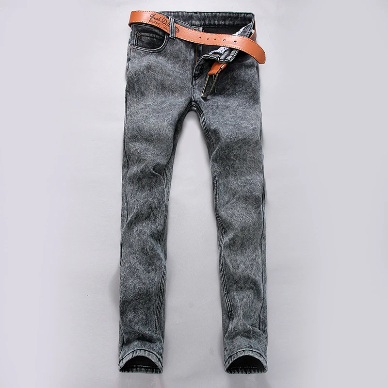 Мужские обтягивающие мужские джинсы, одноцветные тонкие Стрейчевые модные Молодежные джинсы большого размера, размер 28-40 - Цвет: Gray