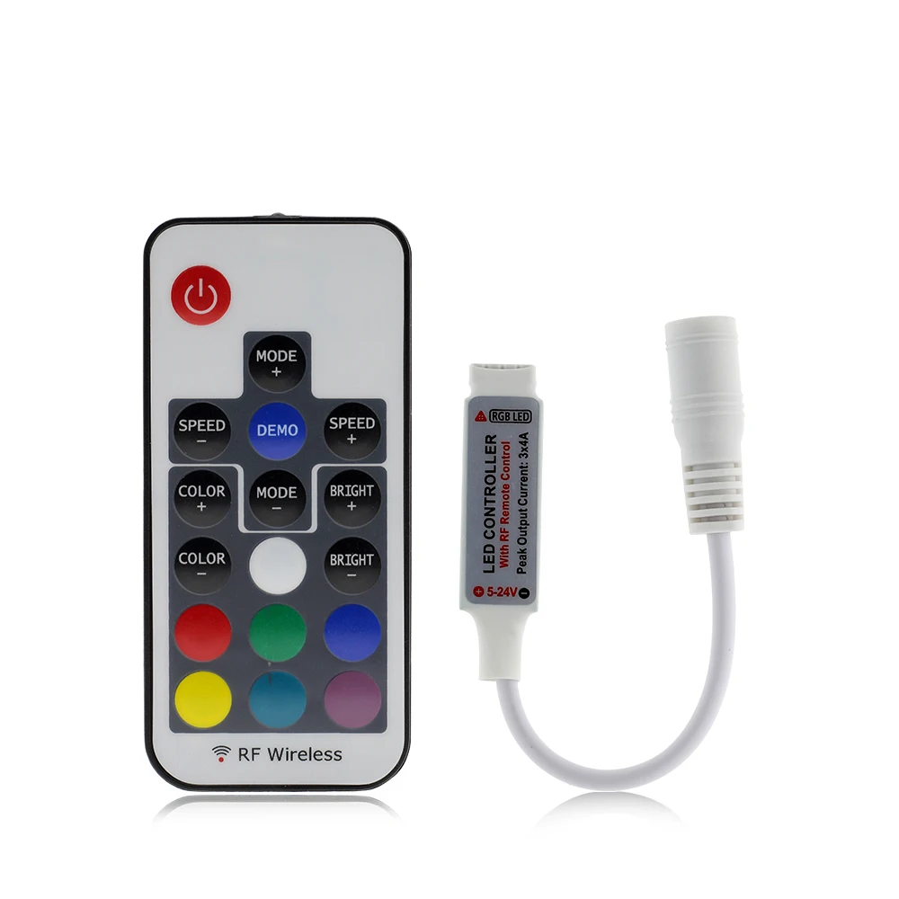 Светодиодный RGB контроллер черный/белый/двойной 12 в пост. Тока 17key RF беспроводной