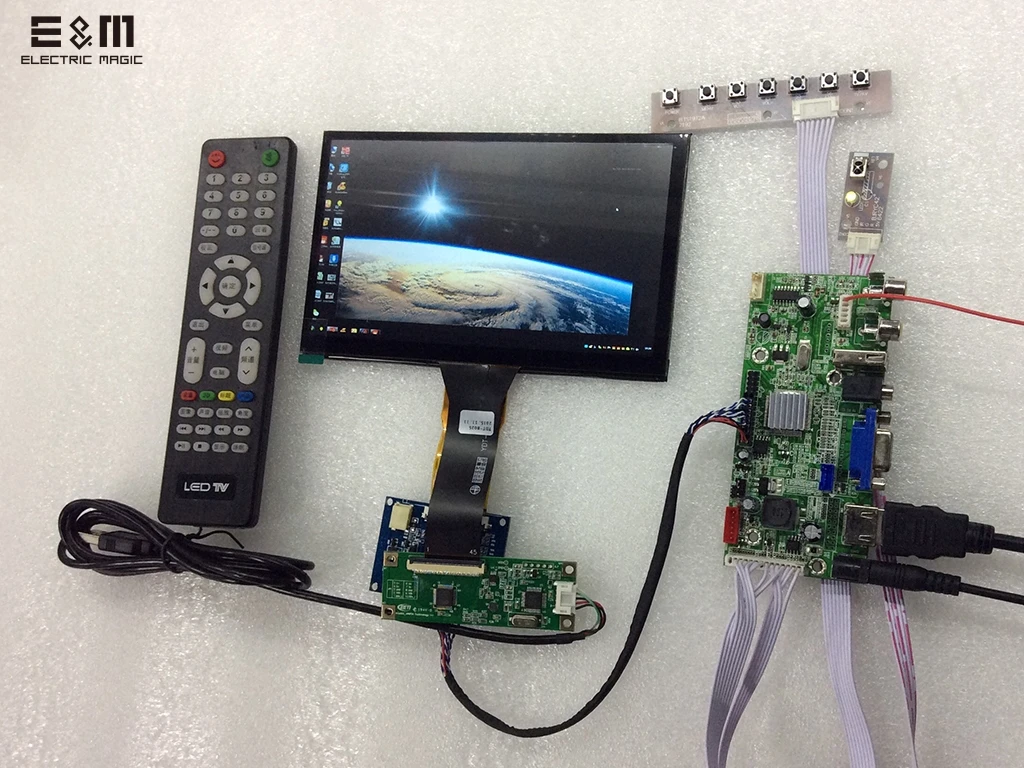 

E&M 7 inch 1024*600 Capacitive Touch Screen IPS LCD Module HDMI VGA USB Auto Car Rear View Raspberry Pi 3 Monitor Display DIY