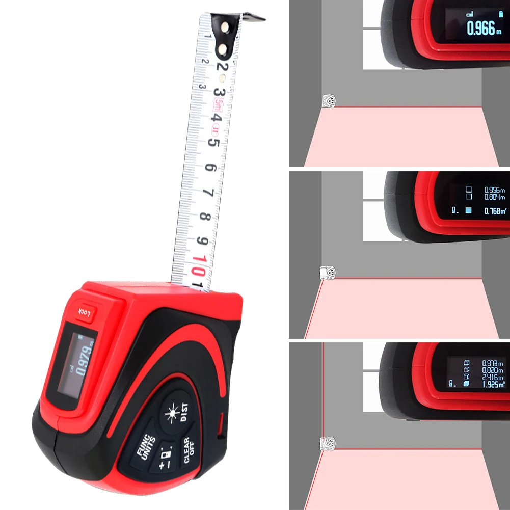 

2 In 1 Built In Battery Port LCD Display USB Charging Distance Meter High Accuracy Measure Digital Tape Waterproof Rechargeable