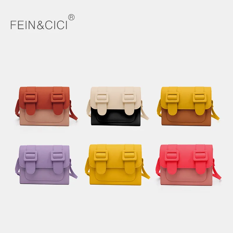

Satchel bag candy color messenger bag women girl summer handbag yellow orange purple brown pink patchwork 2018 new wholesale