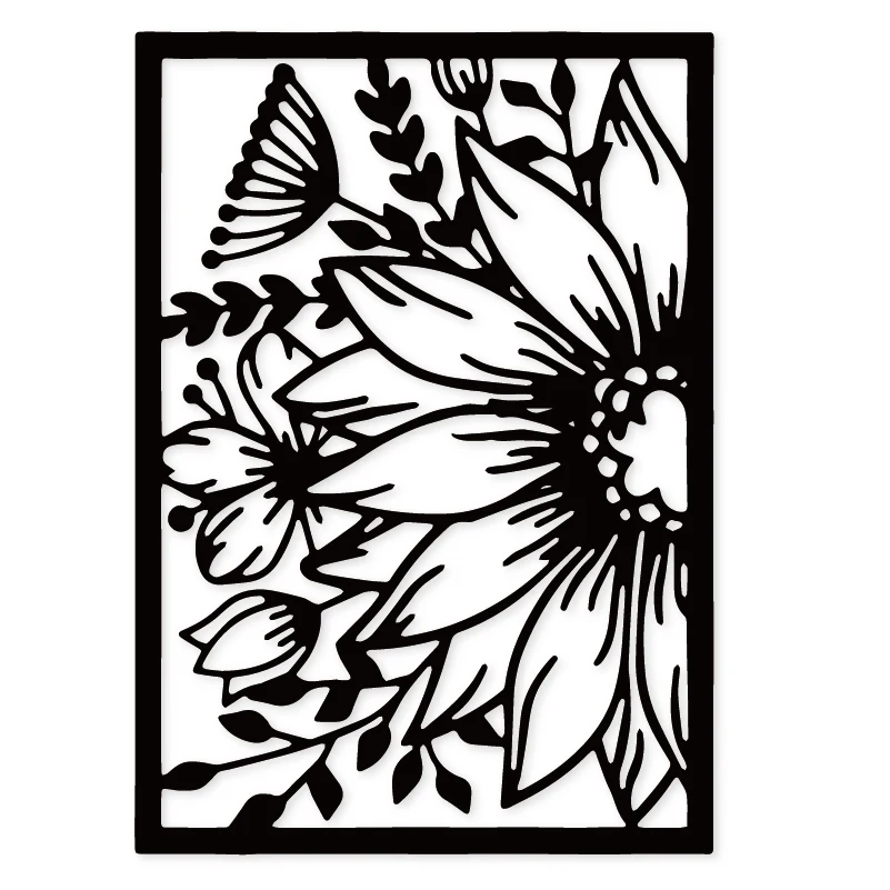 

153*108mm Sunflowers Leaves rectangle frame Metal Craft Cutting Dies Stencil DIY Scrapbooking Paper Card Embossing Die Template