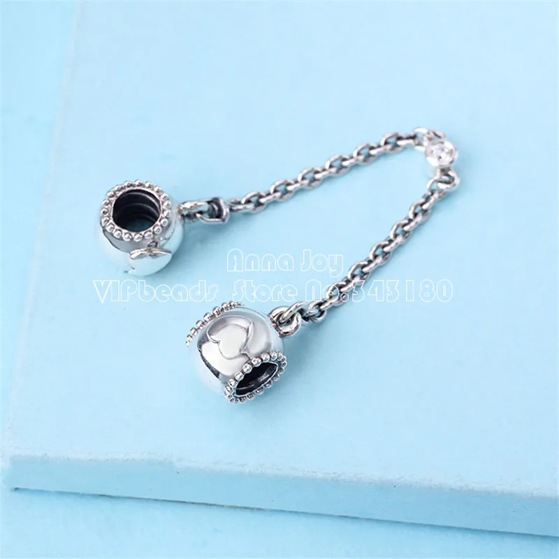 2017 Autumn 925 Sterling Silver Heart Safety Chain Charm Fit European