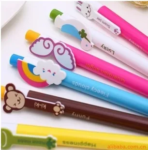 

1 PCS Cartoon Stationery Plastic Animal Ballpoint Pen Wings of Rainbow Student Pen Blue Ink