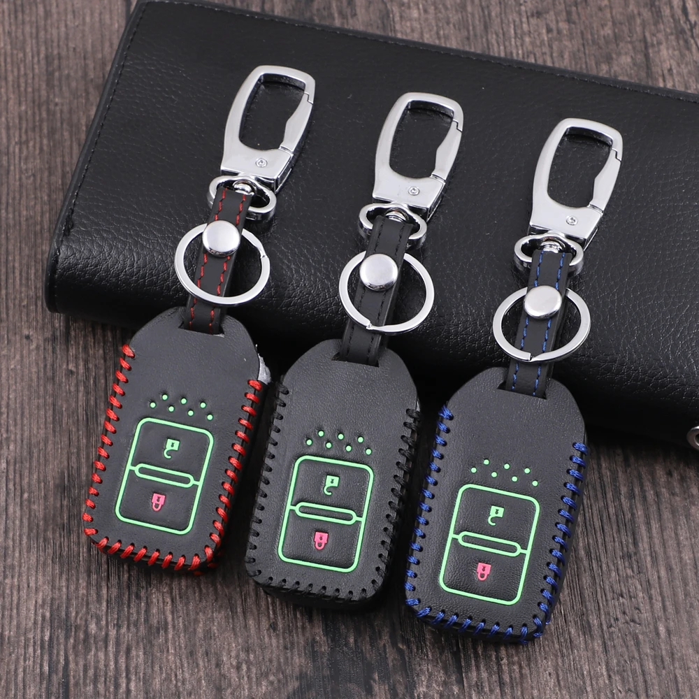 Luminous Leather Car Key Cover Case For Honda Vezel city civic Jazz BRV