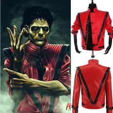 Редкий классический MJ Майкл Джексон, Thriller Night красная кожаная куртка для фанатов лучший костюм на Хэллоуин Рождественский подарок в 1980s