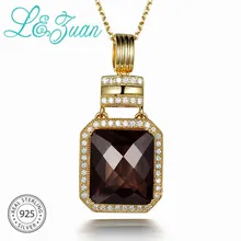 L& zuan натуральный 9.87ct дымчатый кристалл Модный прямоугольник кулон и 925 Серебряное ожерелье Стерлинговое серебро ювелирные изделия колье ожерелье
