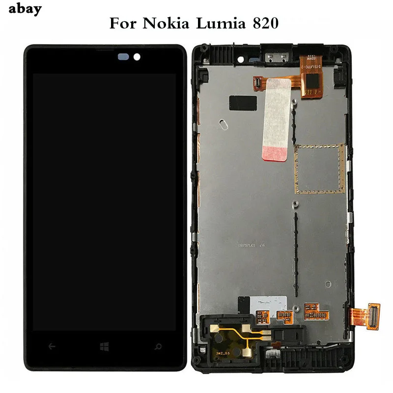 

4.3 inch For Nokia Lumia 820 N820 LCD Display with Touch Screen Digitizer Assembly With frame fast shipping Replacement Parts