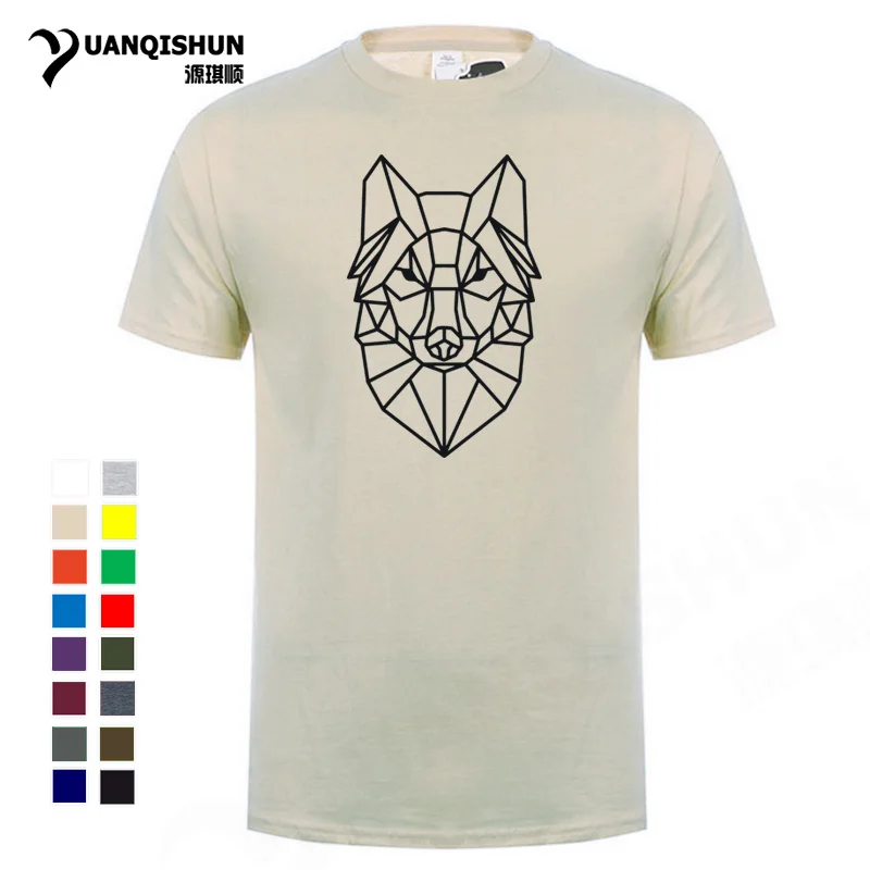 

Cartoon Geometric Wolf Animal T-shirt 2018 Teens Fashion Tshirt Cute Animal Wolf Head Men T Shirts Simple Line Art Design Tees