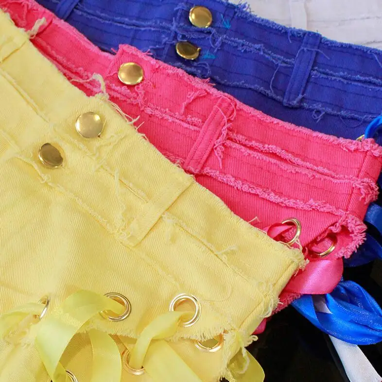 Ygyeeg пикантные летние S-L Для женщин деним Pantalones Femme Джинсовые шорты сбоку с низкой талией одноцветное Цвет женщина Мотобрюки кисточкой