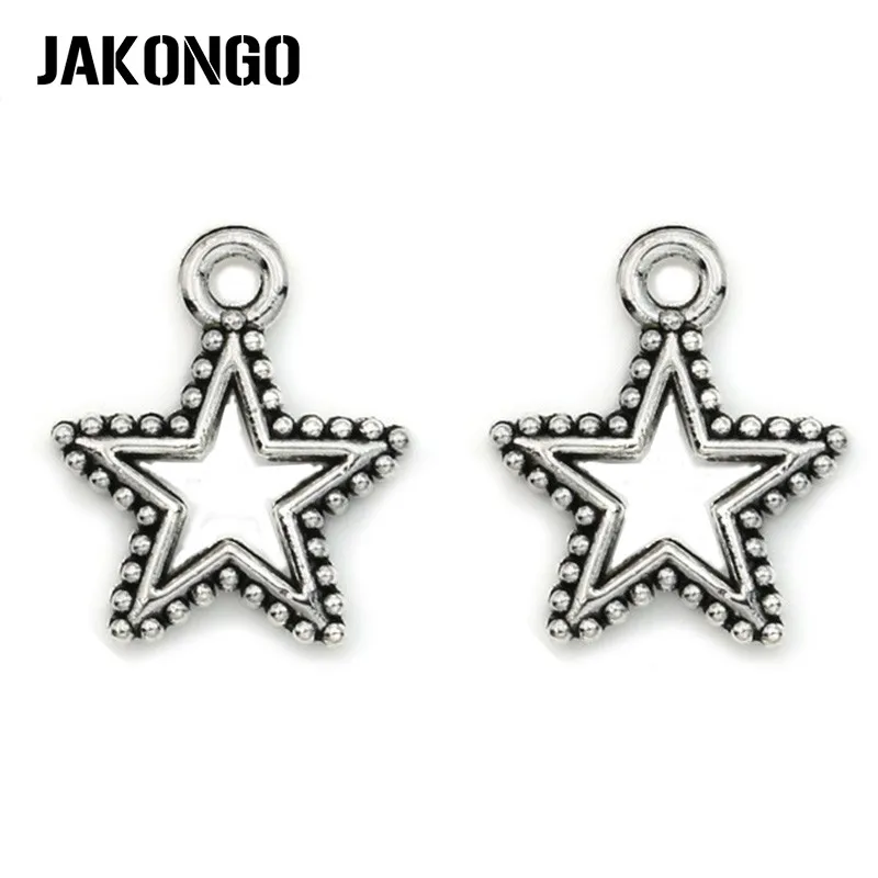 

Antique Silver Plated Hollow Star Charm Pendant Bracelets Jewelry Findings Accessories Making Craft DIY 18x15mm