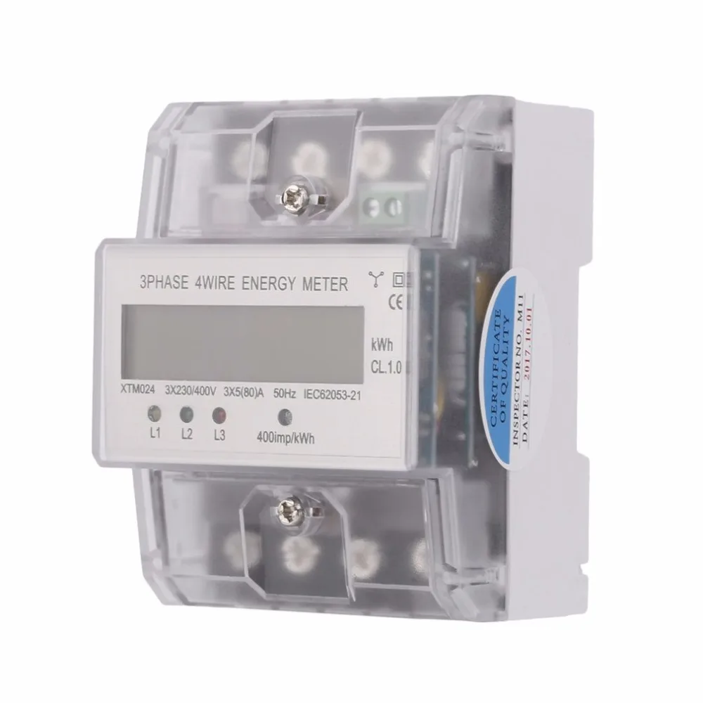 

XTM024 5 (80) A 3x230/400V Three-Phase Four Wire Energy Meter Rail Electricity Power Accurate Clear Cover
