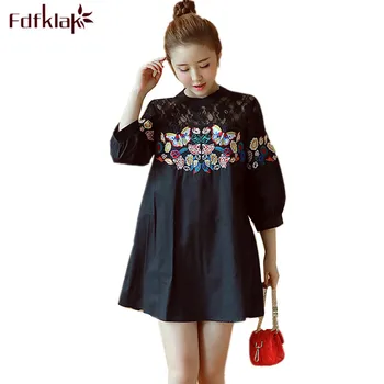 

Fdfklak New Maternity Party Dress Women Spring Summer Pregnancy Clothes Print Embroidery Dress Short Lady's Maternity Dresses