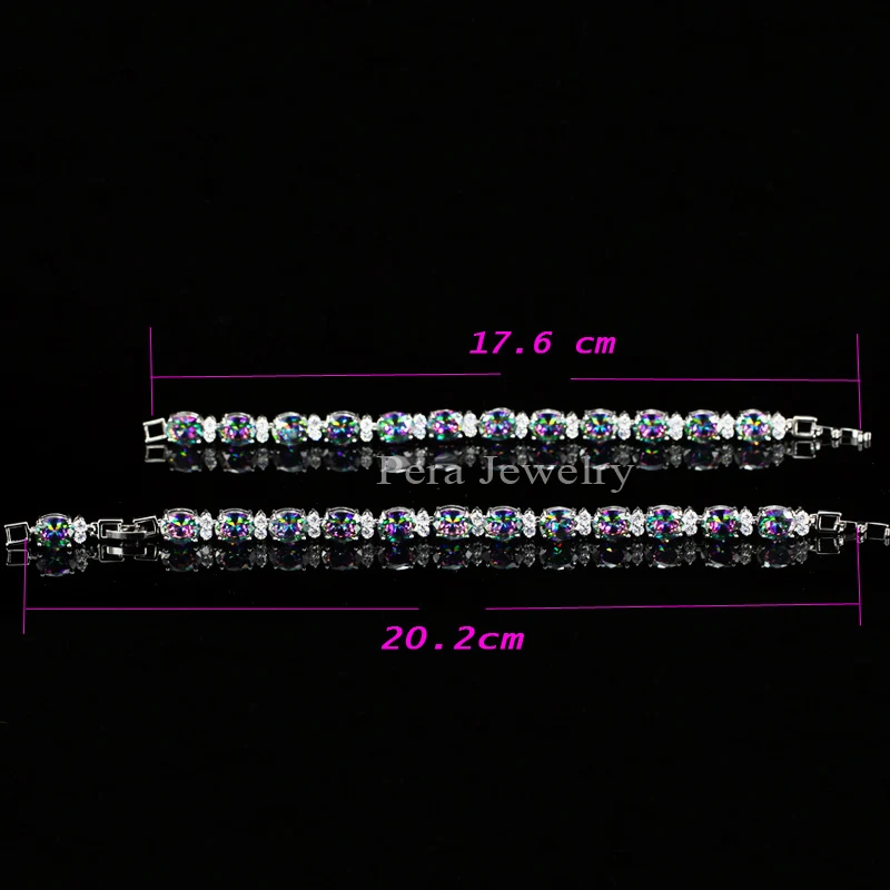 Pera Модные женские вечерние ювелирные изделия натуральный светильник синий овальный Радуга Мистик кристалл камни браслеты для подарок на день рождения B087