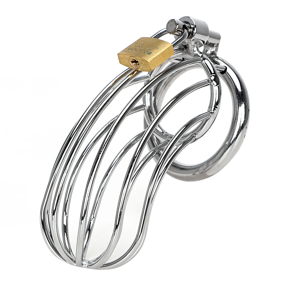 OLO Adult Games Stainless Steel Cock Cage Lockable Sex Toys for Men Penis Cock Ring Sleeve