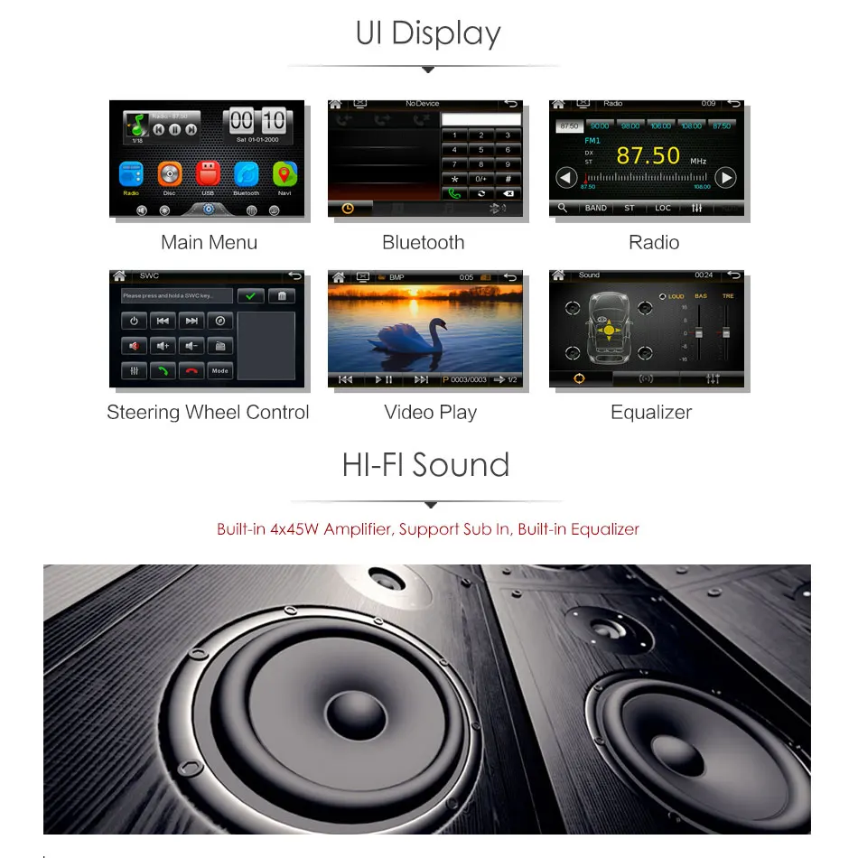 Clearance 2Din Car In Dash DVD Media Player Radio Bluetooth Head Unit Stereos with Reverse Camera for Toyota RAV4 2007-2011 (Without GPS) 5