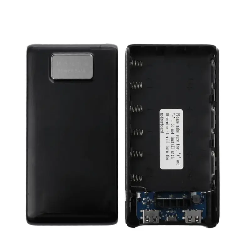 

LED Display DIY 6x18650 Case Power Bank Shell Portable External Box Protector 5V 2A Type-C Micro Input #221