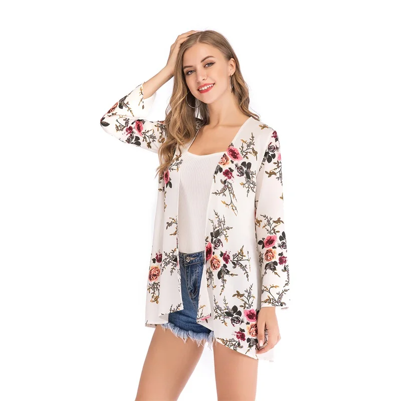 Casual Floral Print Tied Front White Maxi Cover Up #2COV - Egypt missguided Three Quarter Sleeve Lace Panel White Dress dillards vietnam