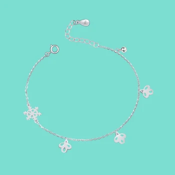 

Suitable for summer gifts S925 sterling silver anklet female models snowflake pendant design solid silver feet jewelry for girls
