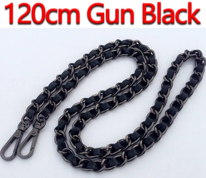 DIY 40 см-140 см черный кожаный кошелек ручки 11 мм Замена Металл золото, серебро, бронза, пистолет черный цепи сумка ремни - Цвет: 120cm Gun Black