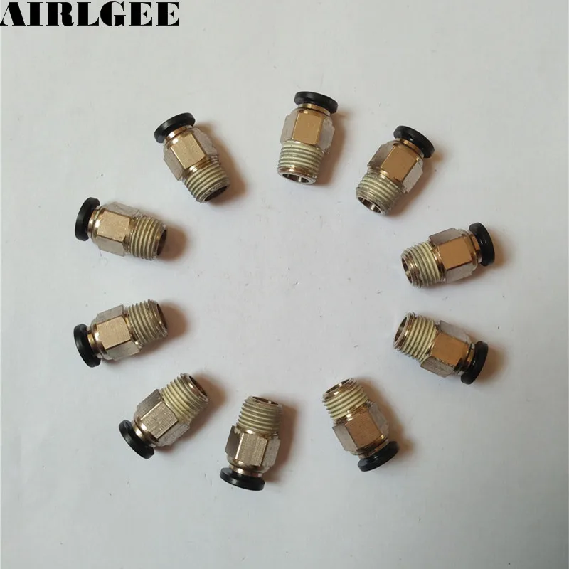 10 Pcs 1/8" PT Male Thread 4mm Push In Joint Pneumatic Connector Quick