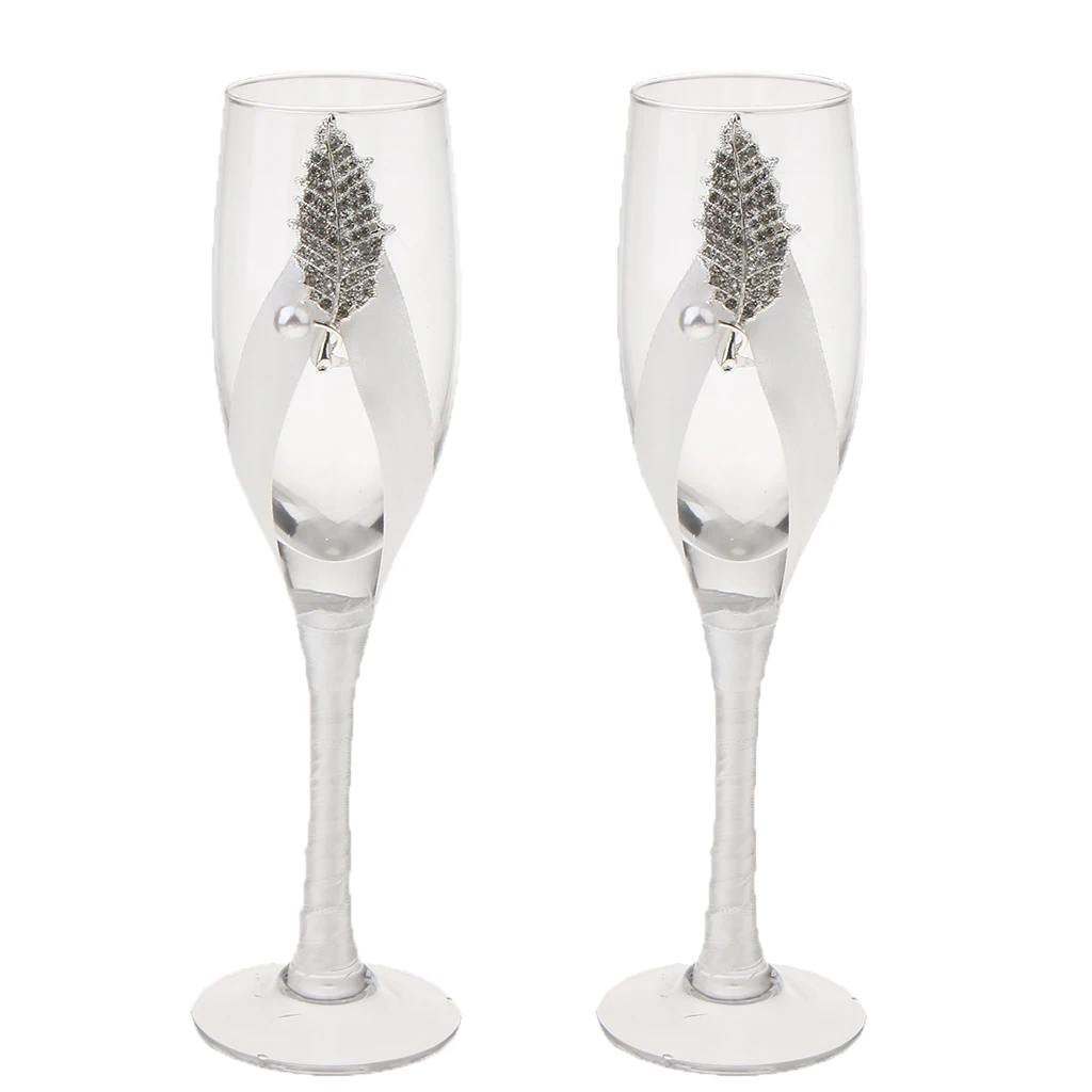 2 шт свадебные цветочные бокалы для шампанского и вина - Цвет: B