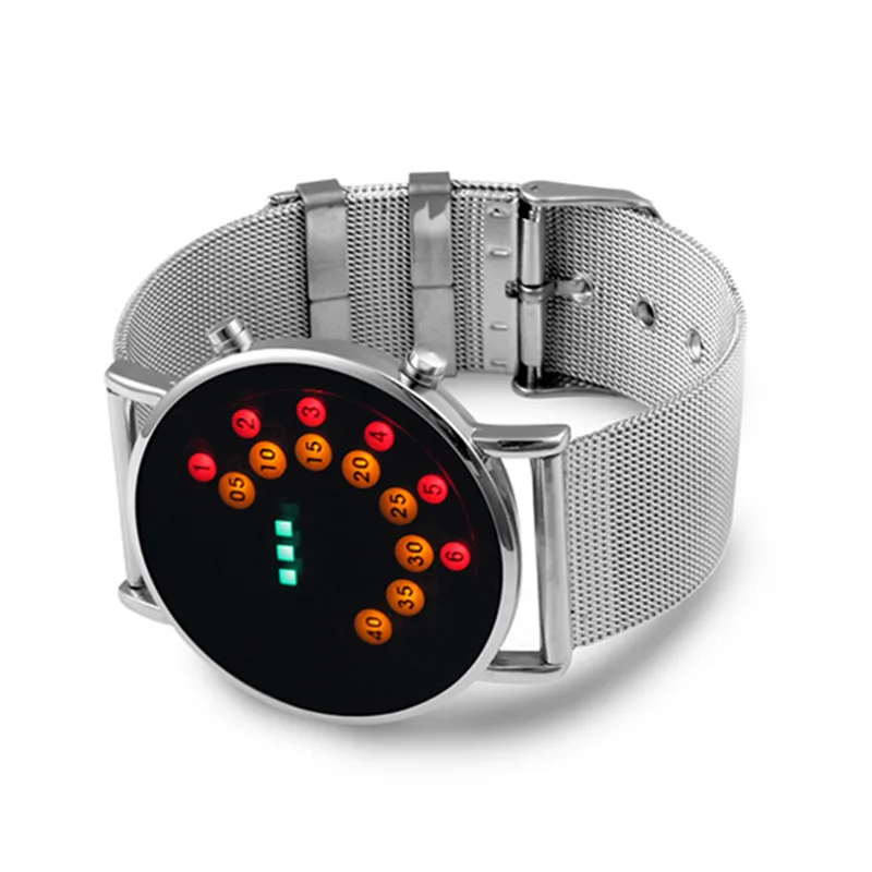 LED Fashion Cool Digital Watch Men Watches Luxury Mesh Binary Watches Male Digital Hour Clock Montre Homme Masculino Relojes 4